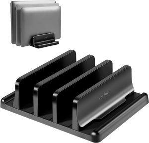 Vaydeer 3-Slot Vertical Laptop Stand Made of Premium ABS Plastics 5 in 1 Design Space-Saving Adjustable Desk Organizer