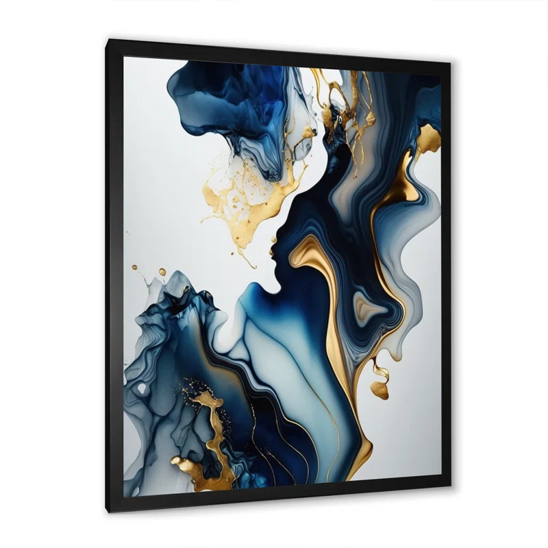 Abstract Geode Marble Blue I On Canvas Print