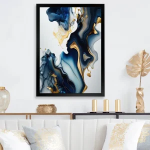 Abstract Geode Marble Blue I On Canvas Print