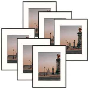 Black Ailise Gallery Wall Frame Set, Classic Metal Picture Frames for Wall or Tabletop Display (Set of 6)